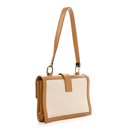 Gucci Calfskin Canvas G Buckle Shoulder Bag Tan 3 of 10