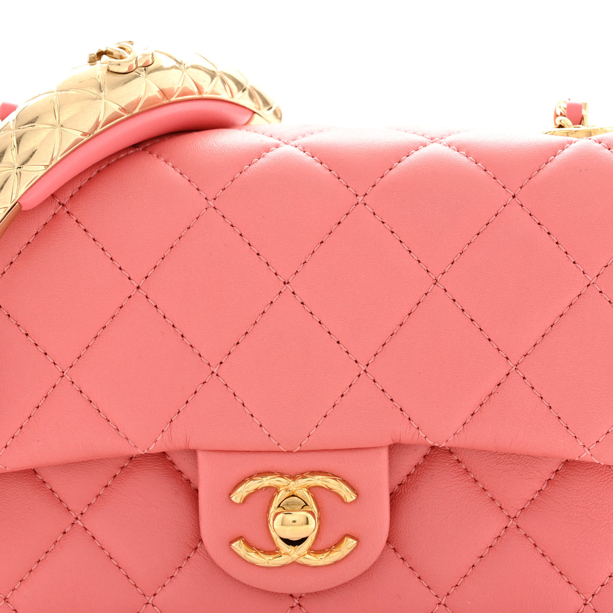 Chanel Lambskin Quilted Mini Quilted Handle Crush Flap  Pink 8 of 11
