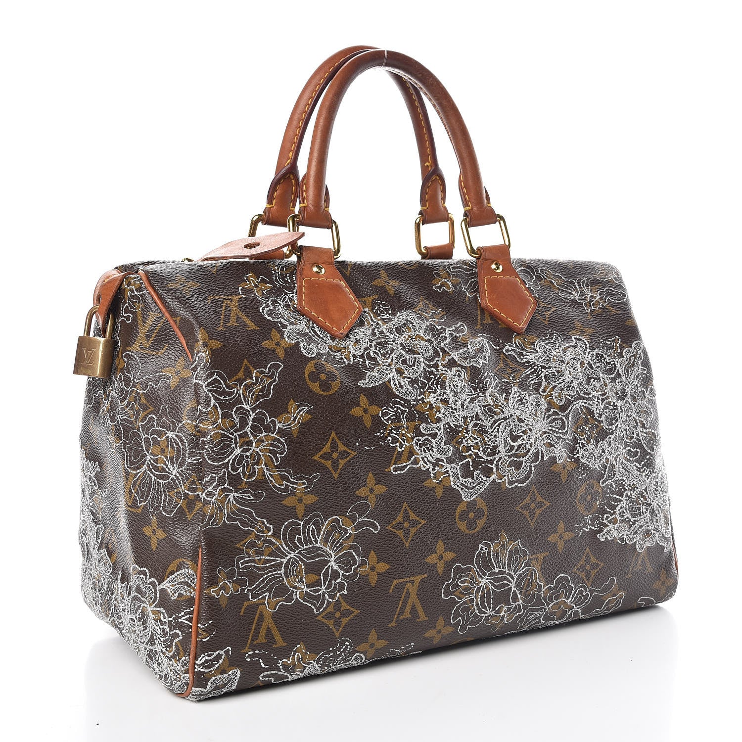Louis Vuitton Monogram Dentelle Speedy 30 Silver 3 of 18