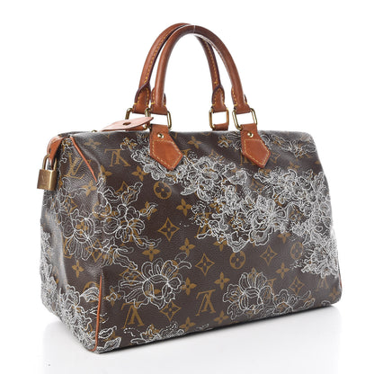 Louis Vuitton Monogram Dentelle Speedy 30 Silver 3 of 18