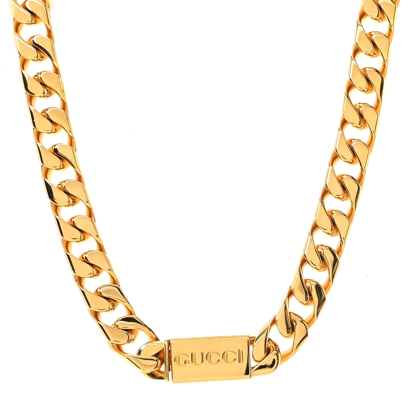 Metal Script Chain Choker Necklace Gold