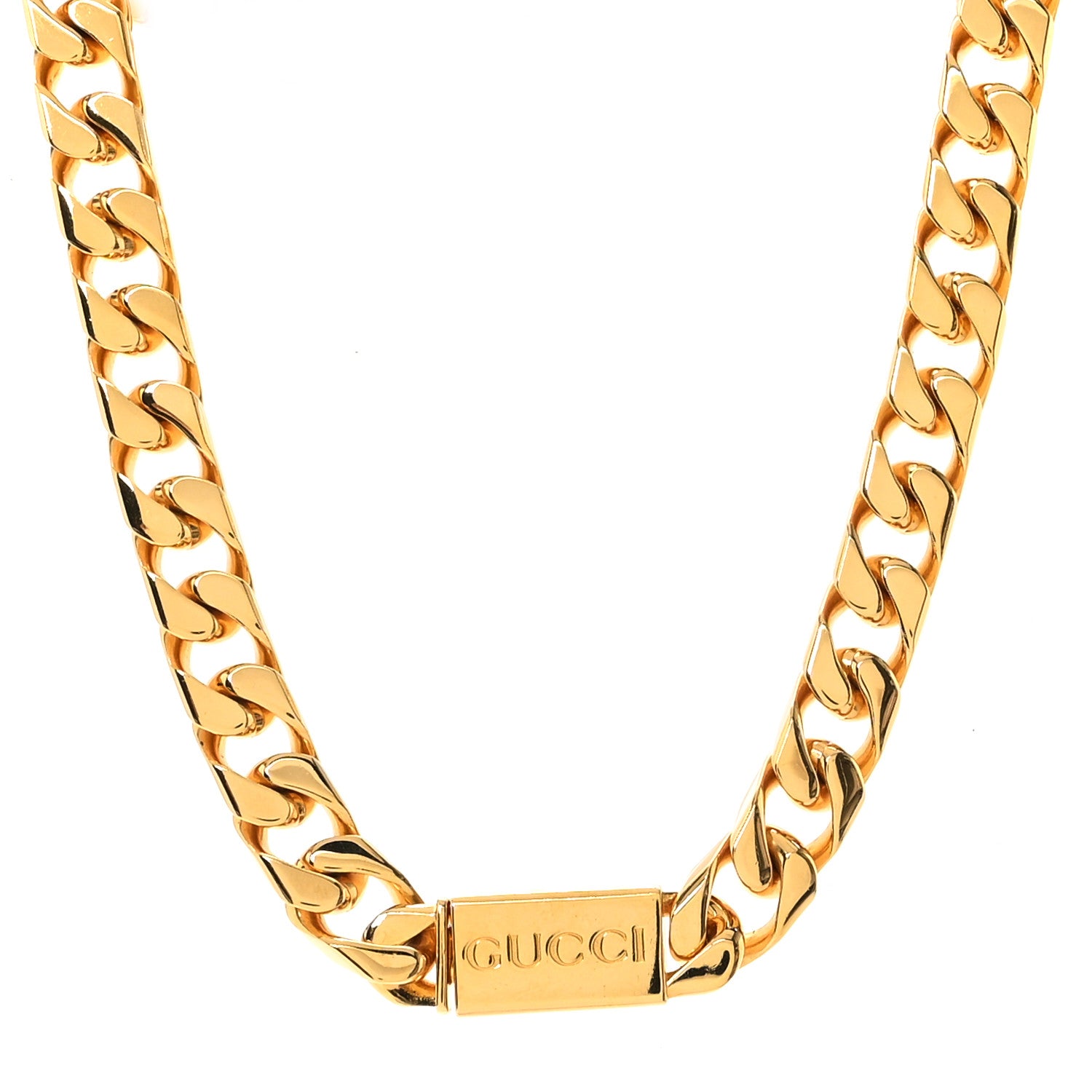 Gucci Metal Script Chain Choker Necklace Gold 1 of 4