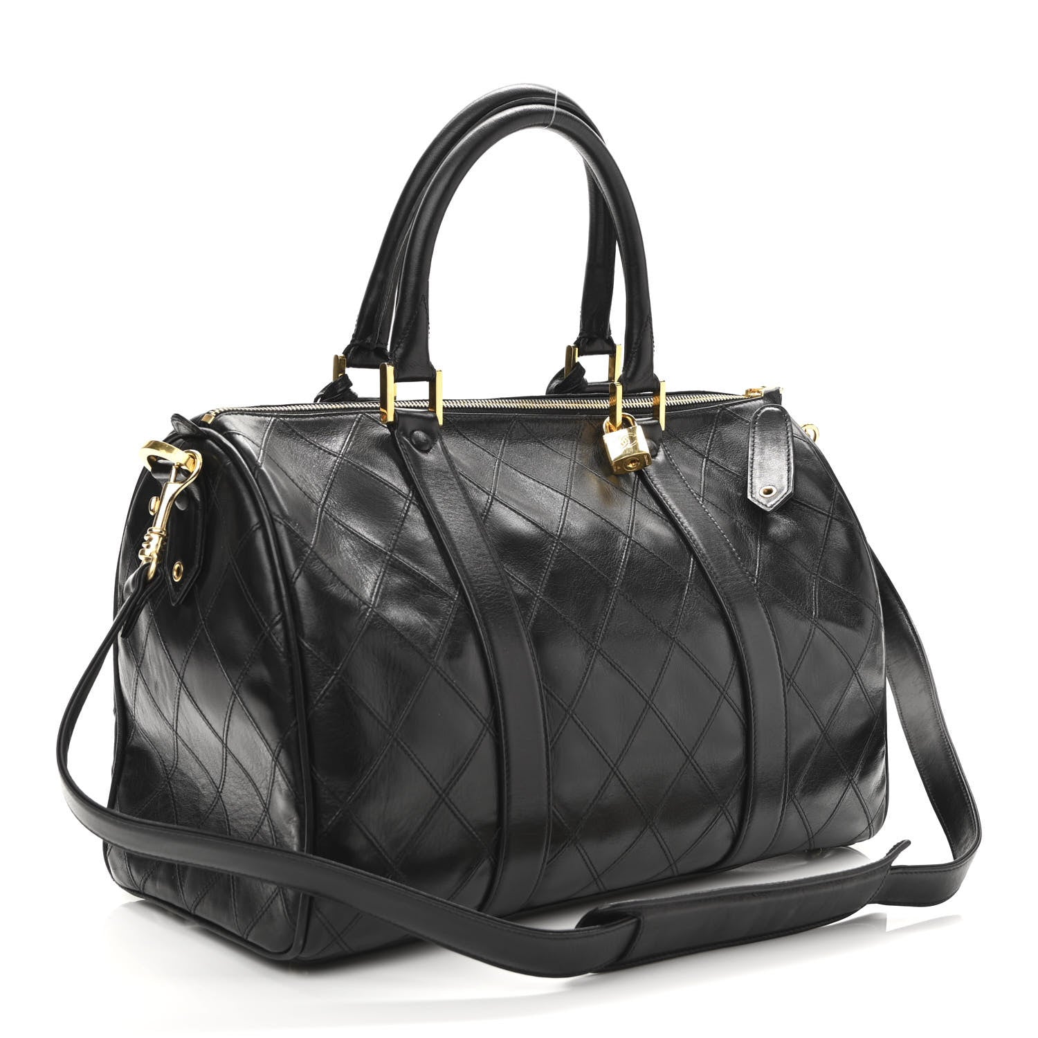 Chanel Calfskin Stitched CC Boston Black 4 of 16