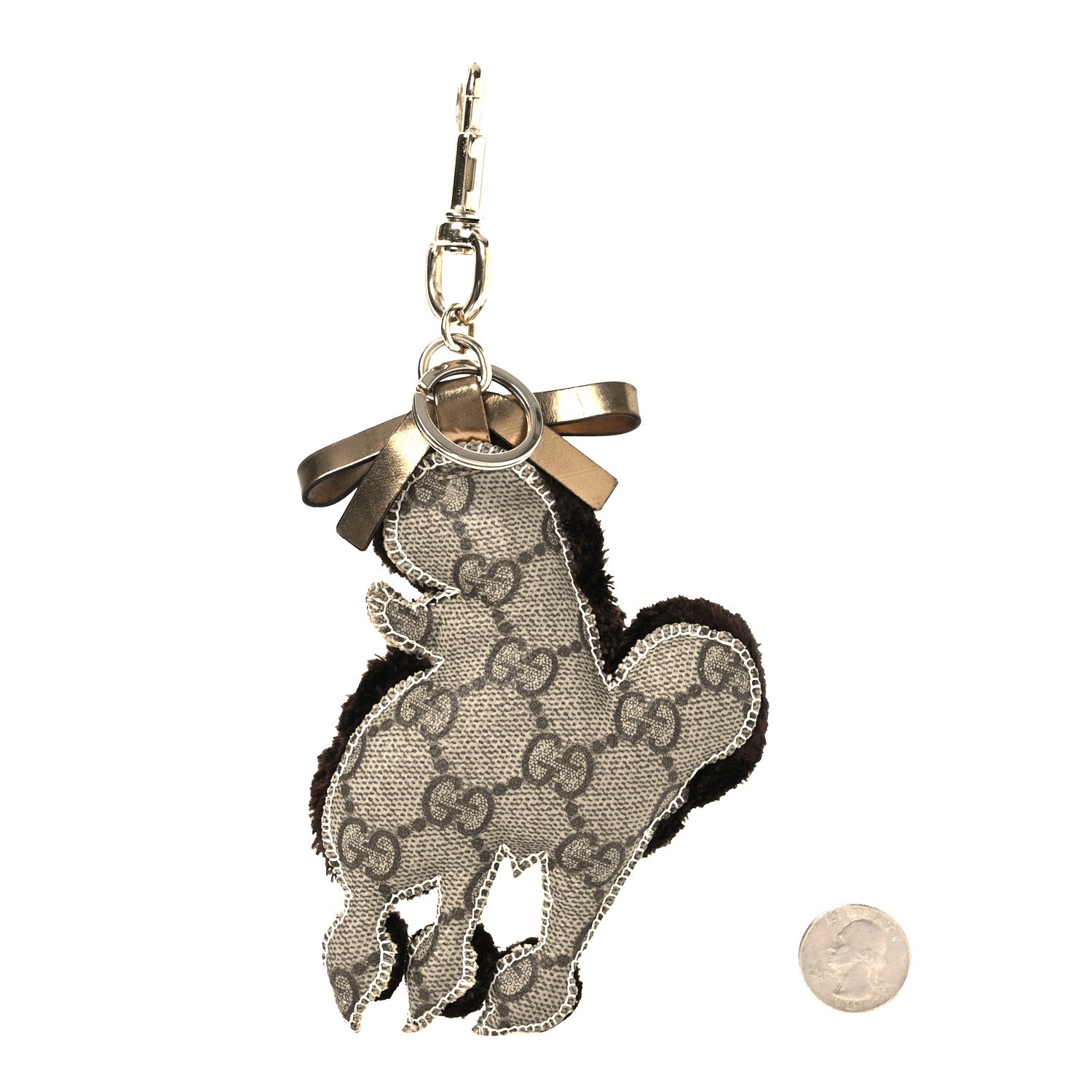 Gucci GG Supreme Monogram Lulu French Poodle Bag Charm Brown 2 of 5