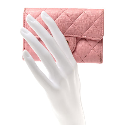 Chanel Caviar Quilted Flap Card Holder Wallet Light Pink 2 of 13