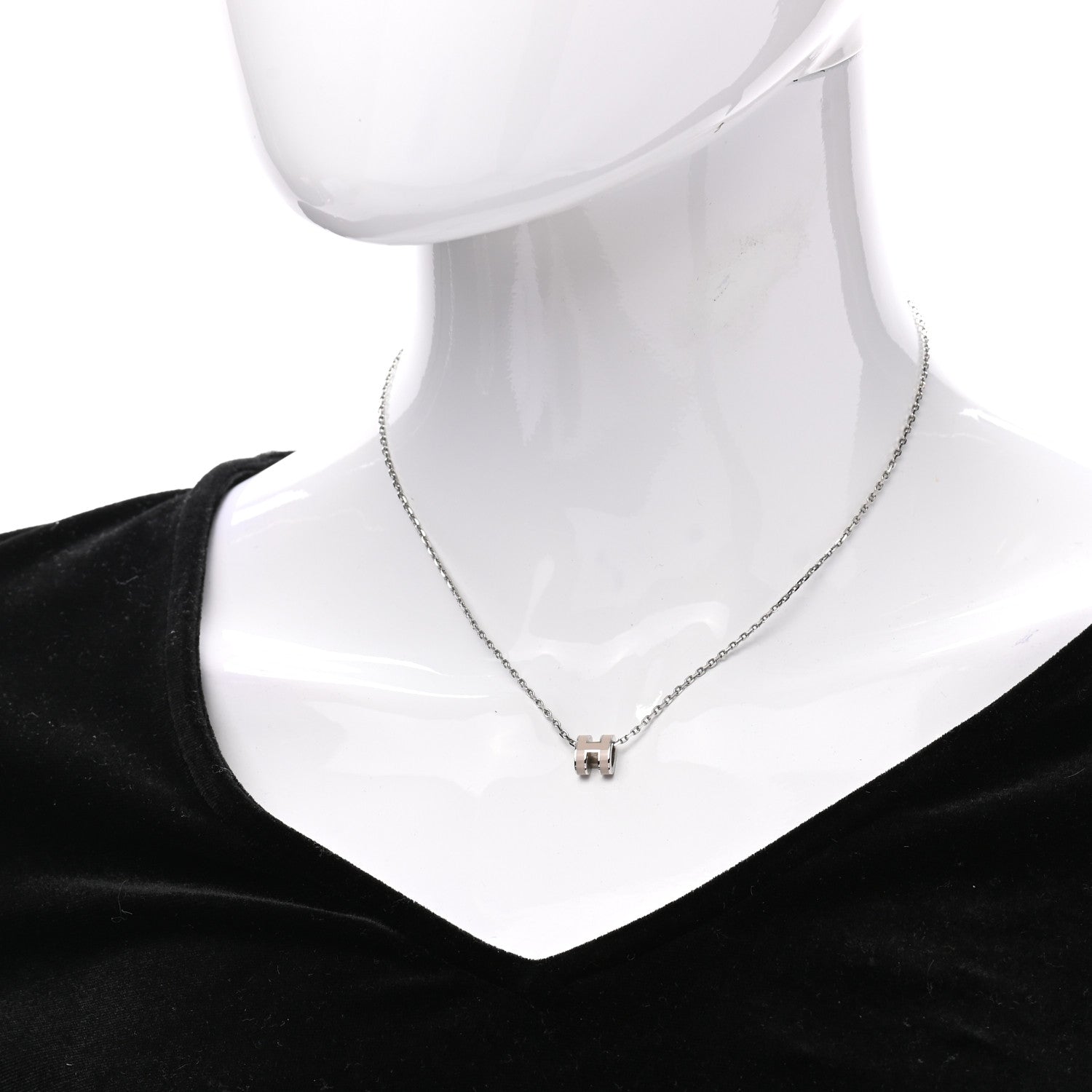 Hermes Palladium Mini Pop H Pendant Necklace Marron Glace 2 of 7