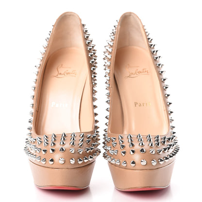 Christian Louboutin Nappa Bianca Spikes 140 Pumps 39.5 Nude Silver 2 of 10