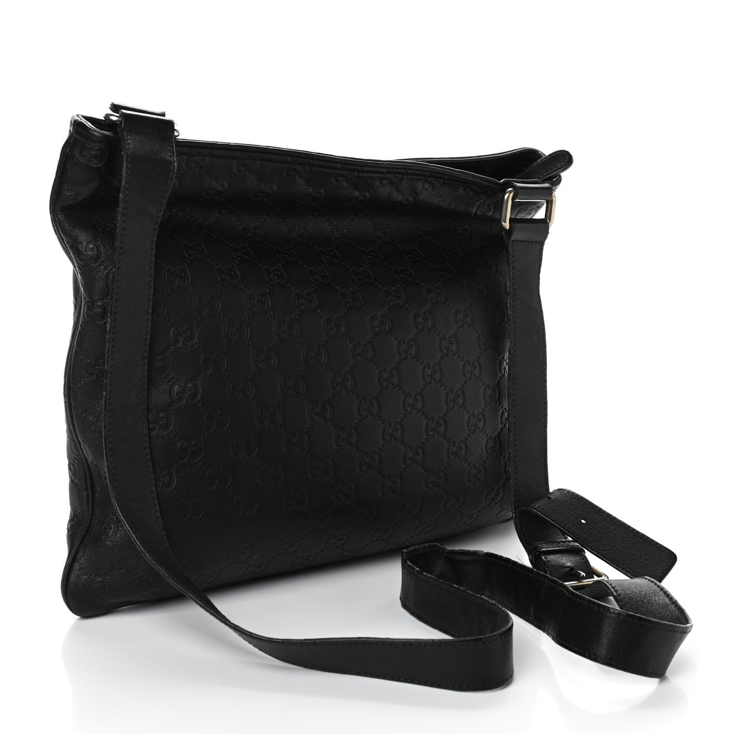 Gucci Guccissima Medium Flat Messenger Bag Black 3 of 10