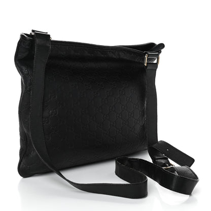 Gucci Guccissima Medium Flat Messenger Bag Black 3 of 10