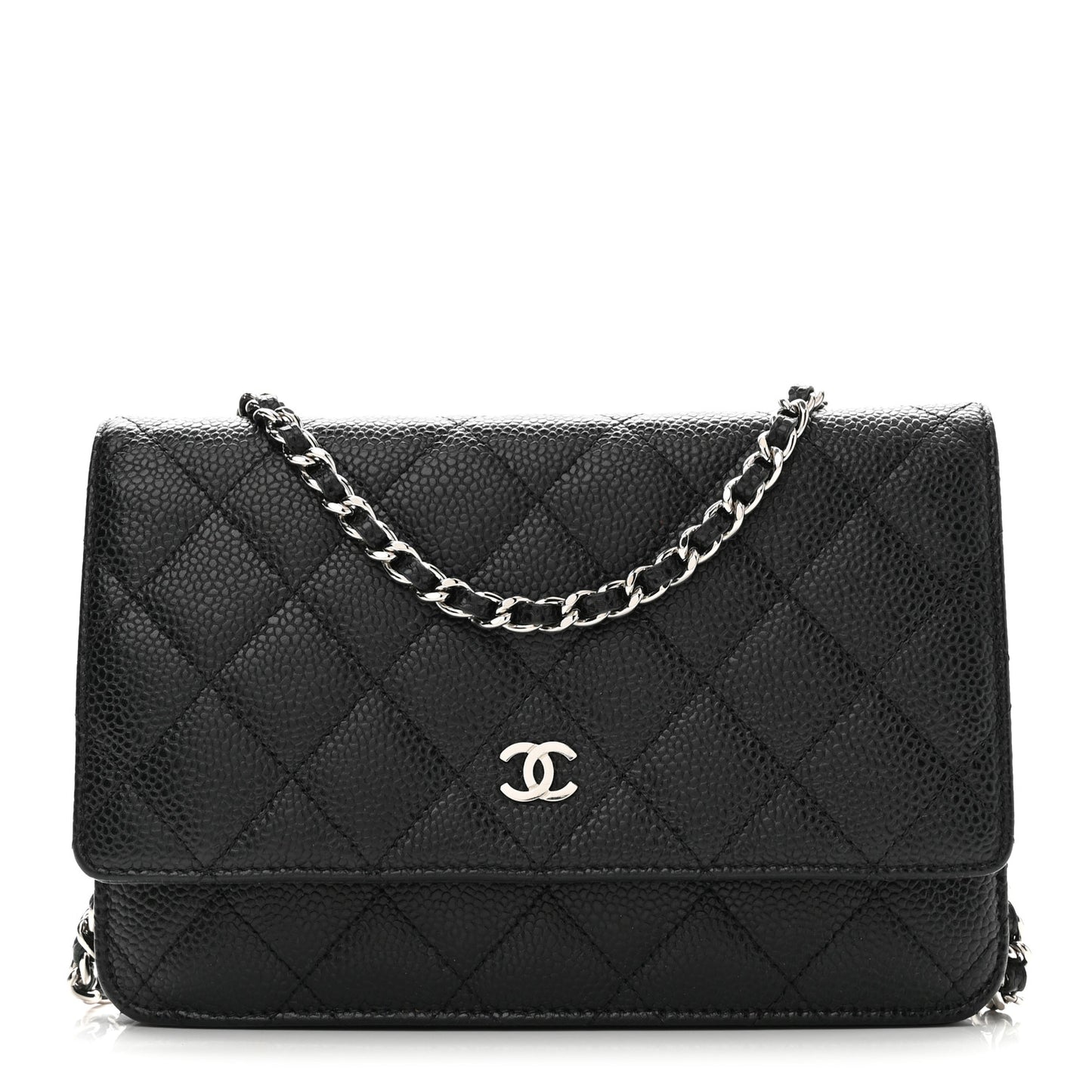 Caviar Quilted Wallet on Chain WOC Black