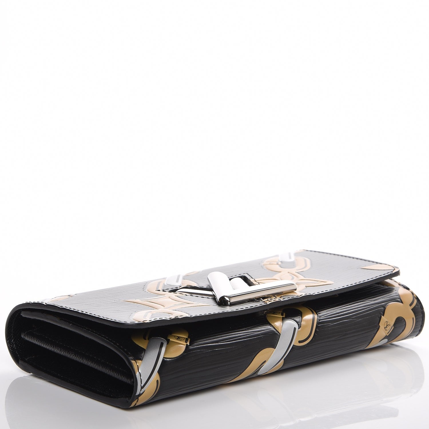 Louis Vuitton Epi Chain Flower Print Twist Wallet Black 4 of 6