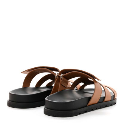Hermes Calfskin Womens Chypre Sandals 37.5 Gold 4 of 9