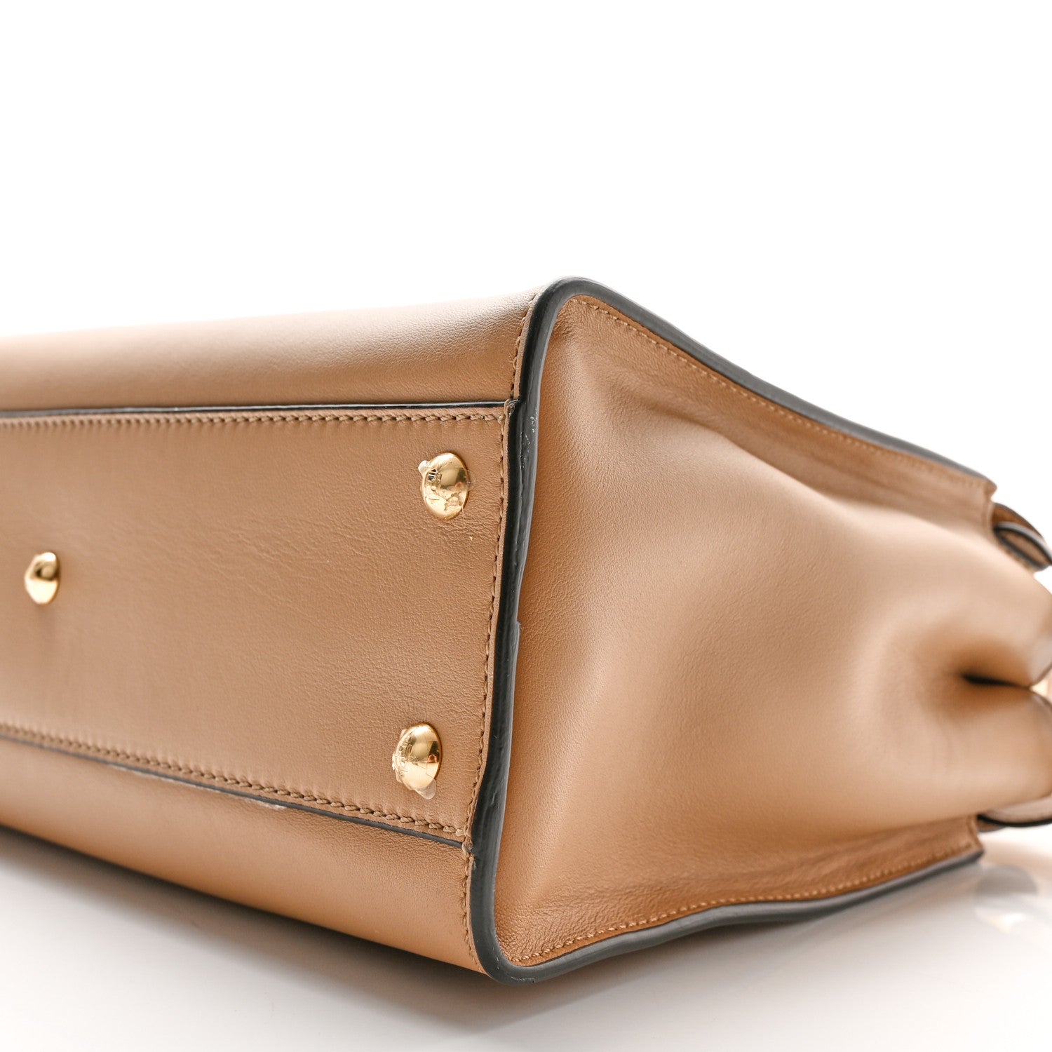 Fendi Vitello Seta Nabuk Pequin Medium Peekaboo Iconic Satchel Cuoio Tobacco Moro 9 of 9