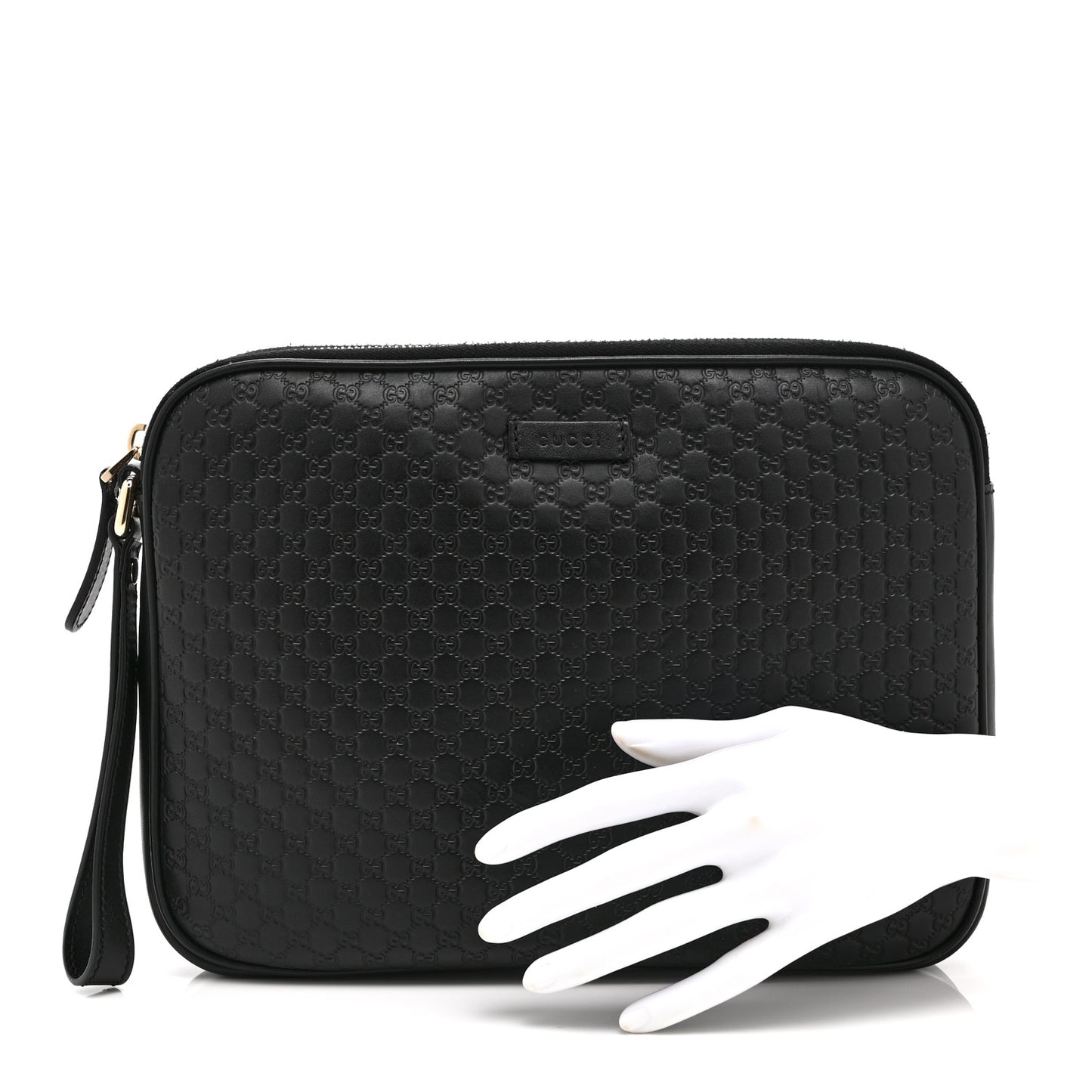Microguccissima GG Wristlet Pouch Black