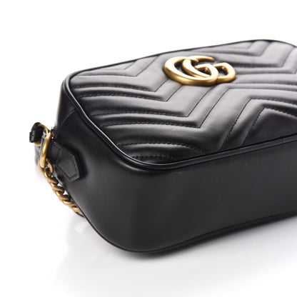 Gucci Calfskin Matelasse Small GG Marmont Chain Shoulder Bag Black 8 of 9
