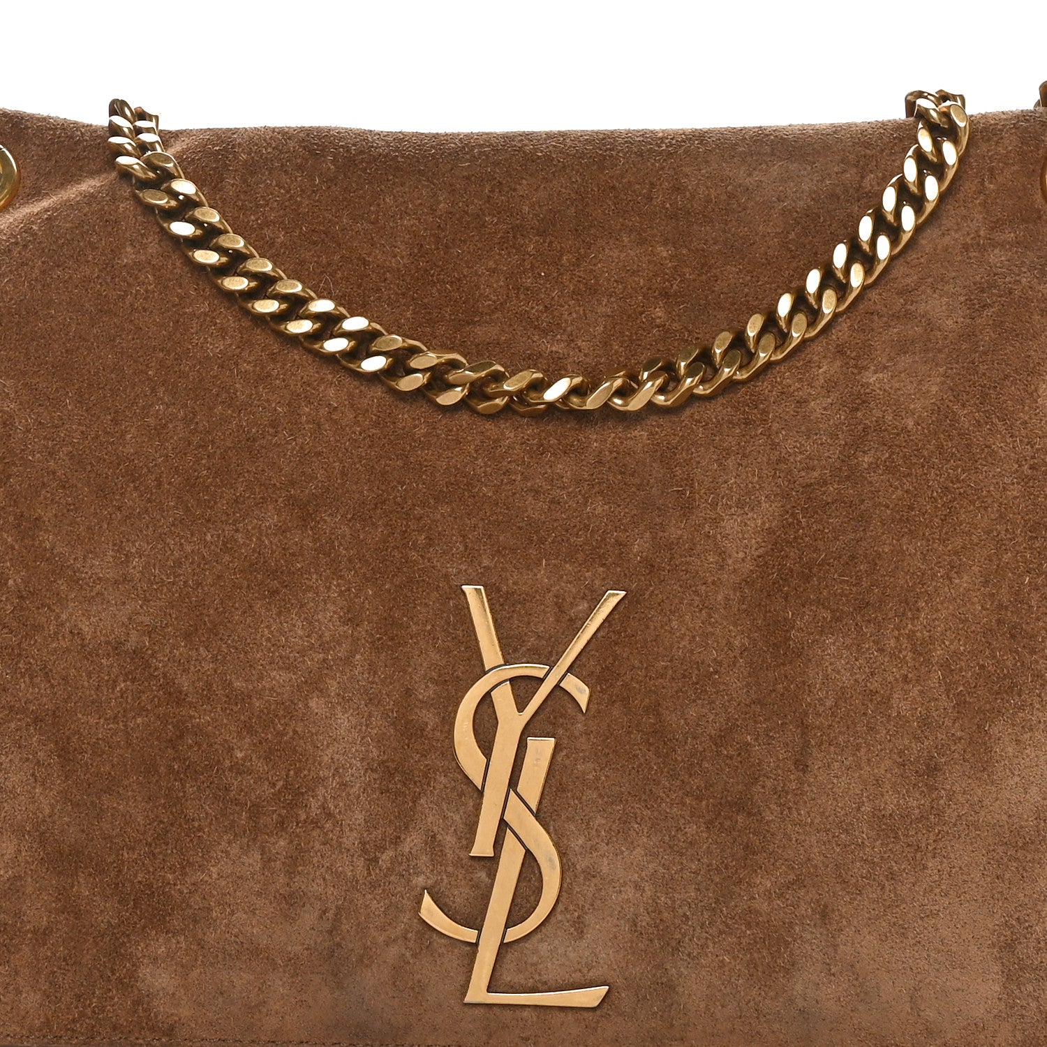 Saint Laurent Smooth Calfskin Suede Medium Reversible Monogram Kate Satchel Light Ochre 8 of 10