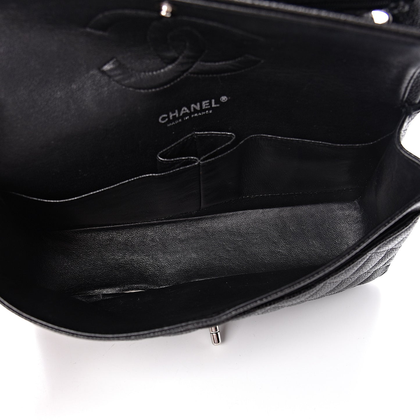 Caviar Quilted Medium Double Flap Black