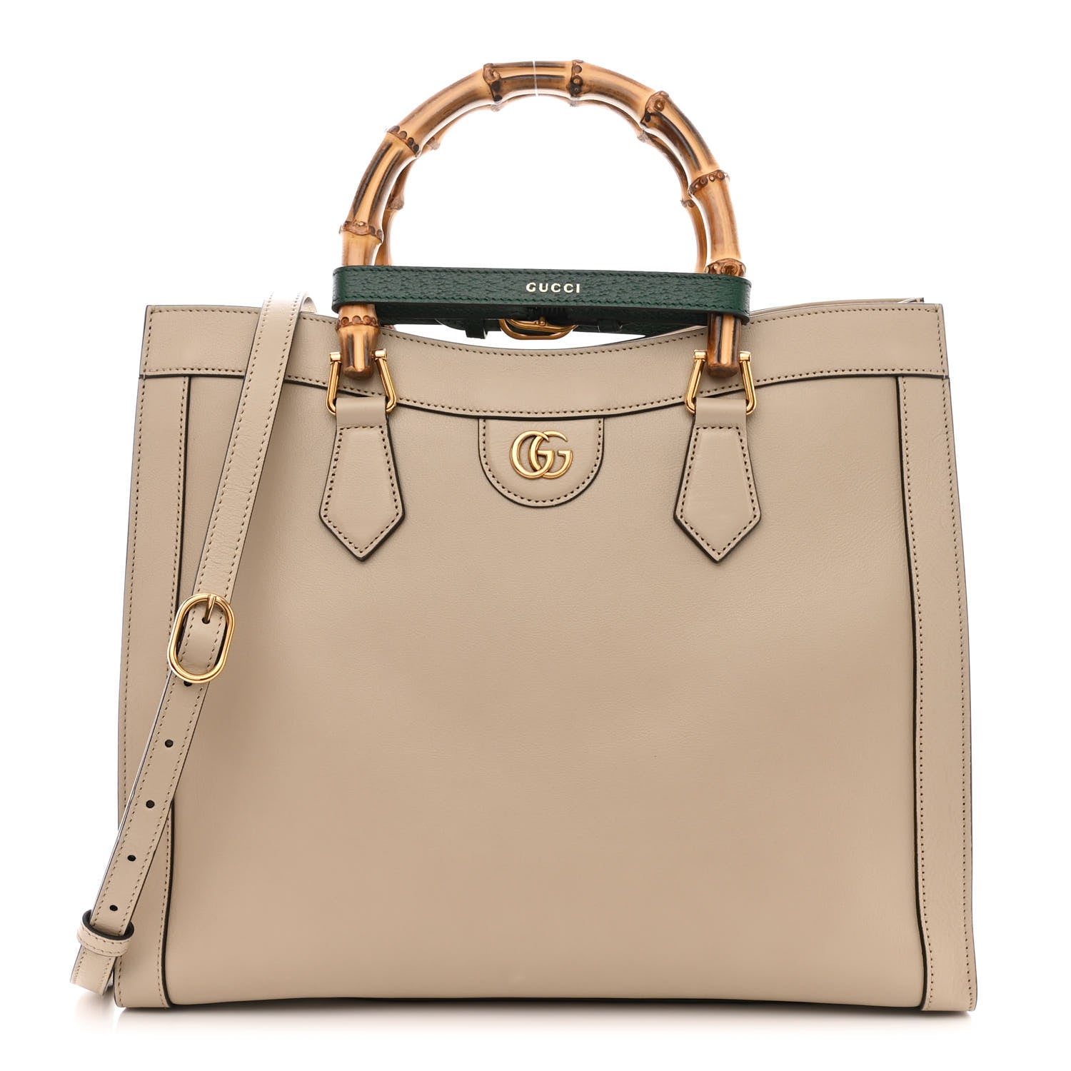 Gucci Wonka Grain Calfskin Medium Diana Tote Bag Oatmeal Vintage Green 1 of 12