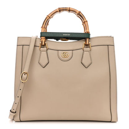 Gucci Wonka Grain Calfskin Medium Diana Tote Bag Oatmeal Vintage Green 1 of 12