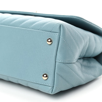 Chanel Caviar Chevron Quilted Small Coco Handle Flap Blue 9 of 11