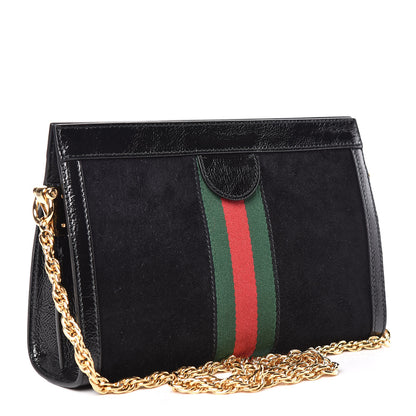 Gucci Suede Patent GG Web Small Ophidia Chain Shoulder Bag Black 3 of 11
