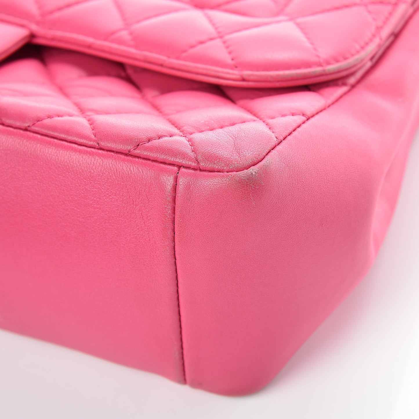 Lambskin Quilted Jumbo Mademoiselle Chic Flap Fuchsia