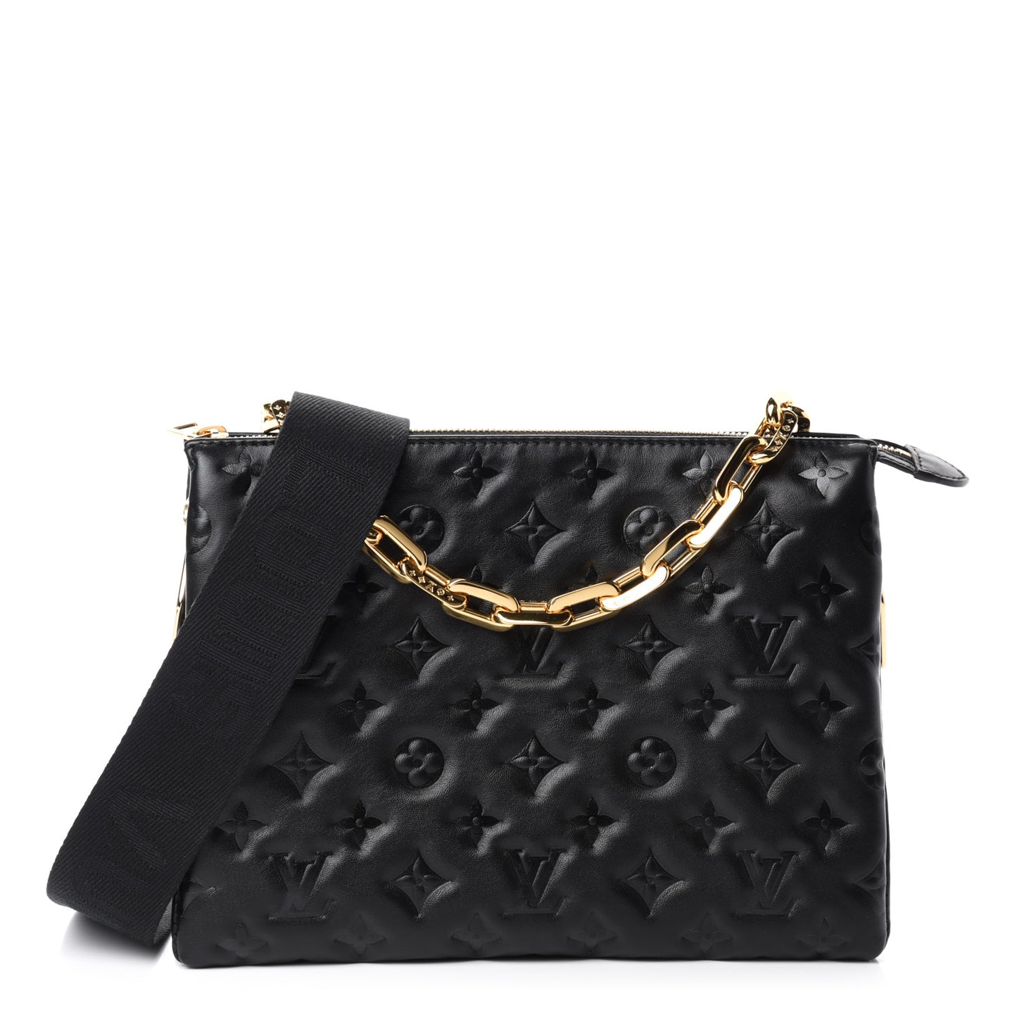 Lambskin Embossed Monogram Coussin PM Black