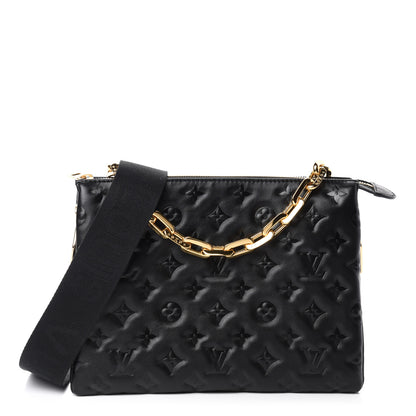 Louis Vuitton Lambskin Embossed Monogram Coussin PM Black 1 of 11