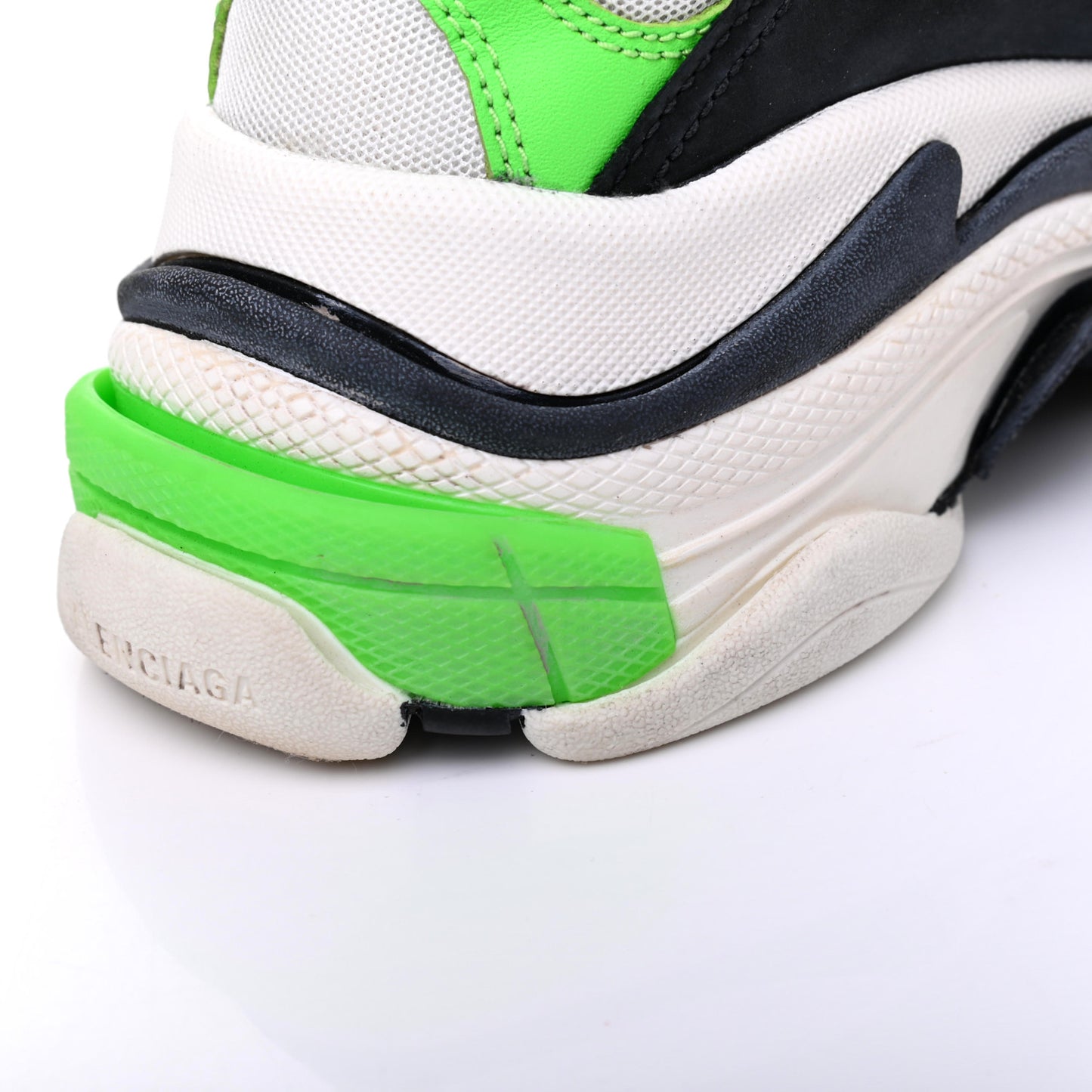 Fabric Mesh Womens Triple S Sneakers 37 White Green Fluo Black