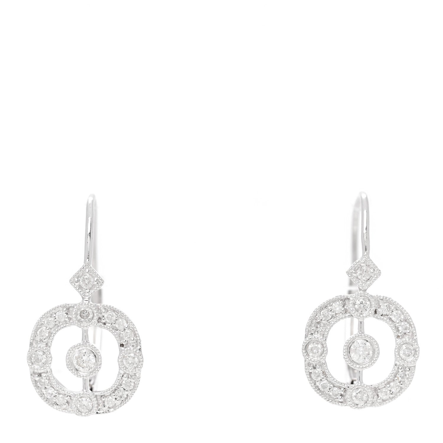 Parker & West by FASHIONPHILE 14K White Gold Diamond .30ctw Art Deco Drop Earrings 1 of 4