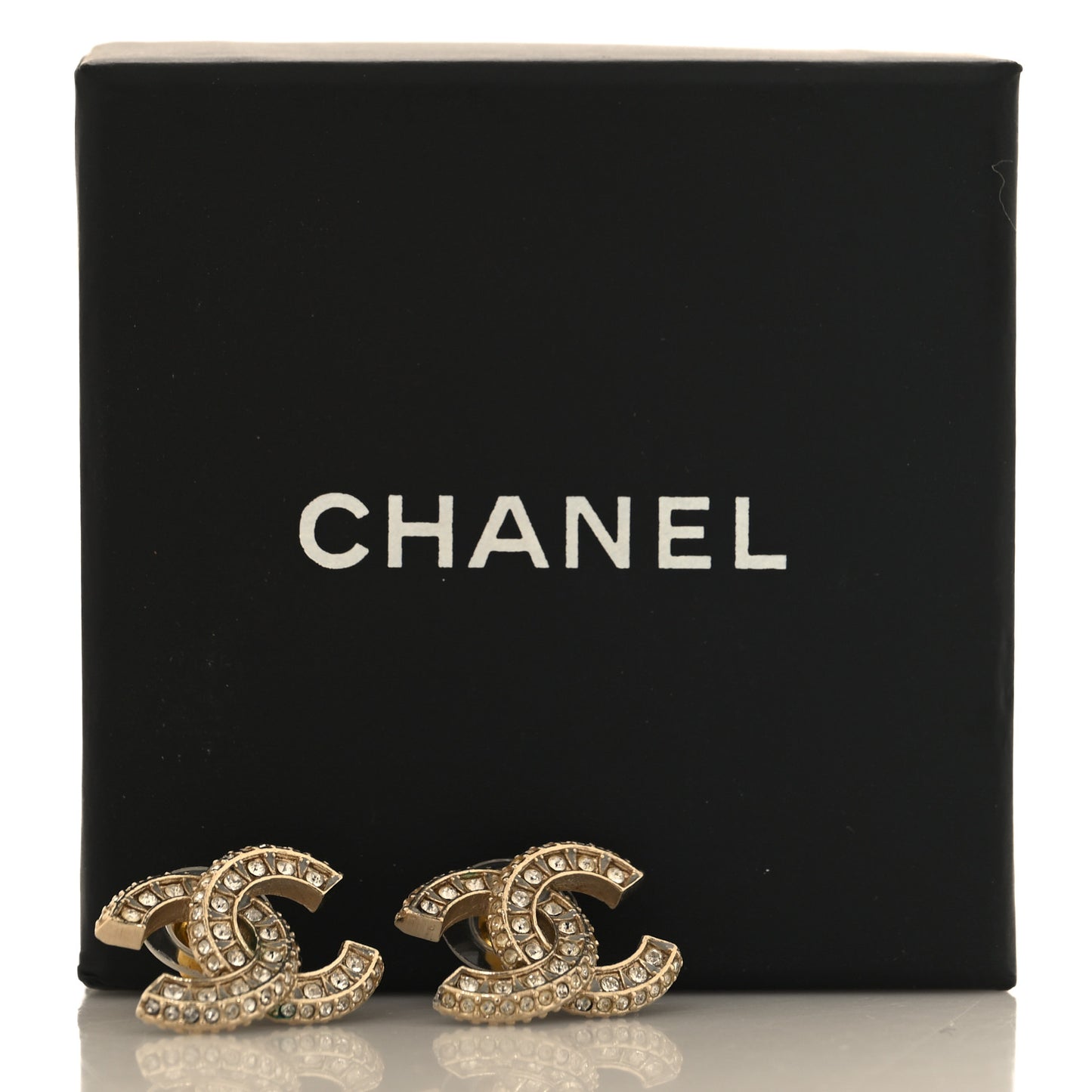 Crystal Timeless CC Earrings Light Gold