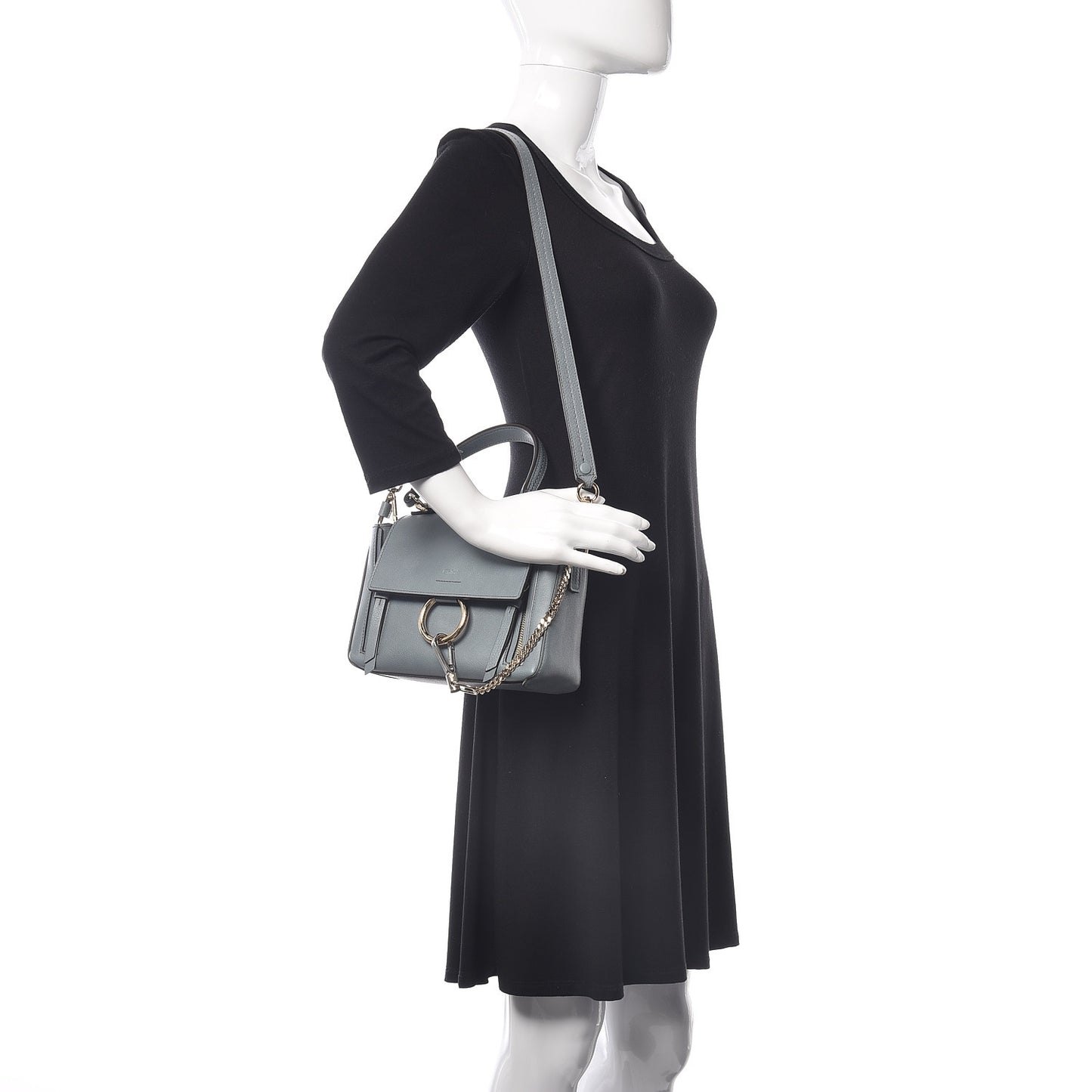 Calfskin Mini Faye Day Shoulder Bag Cloudy Blue