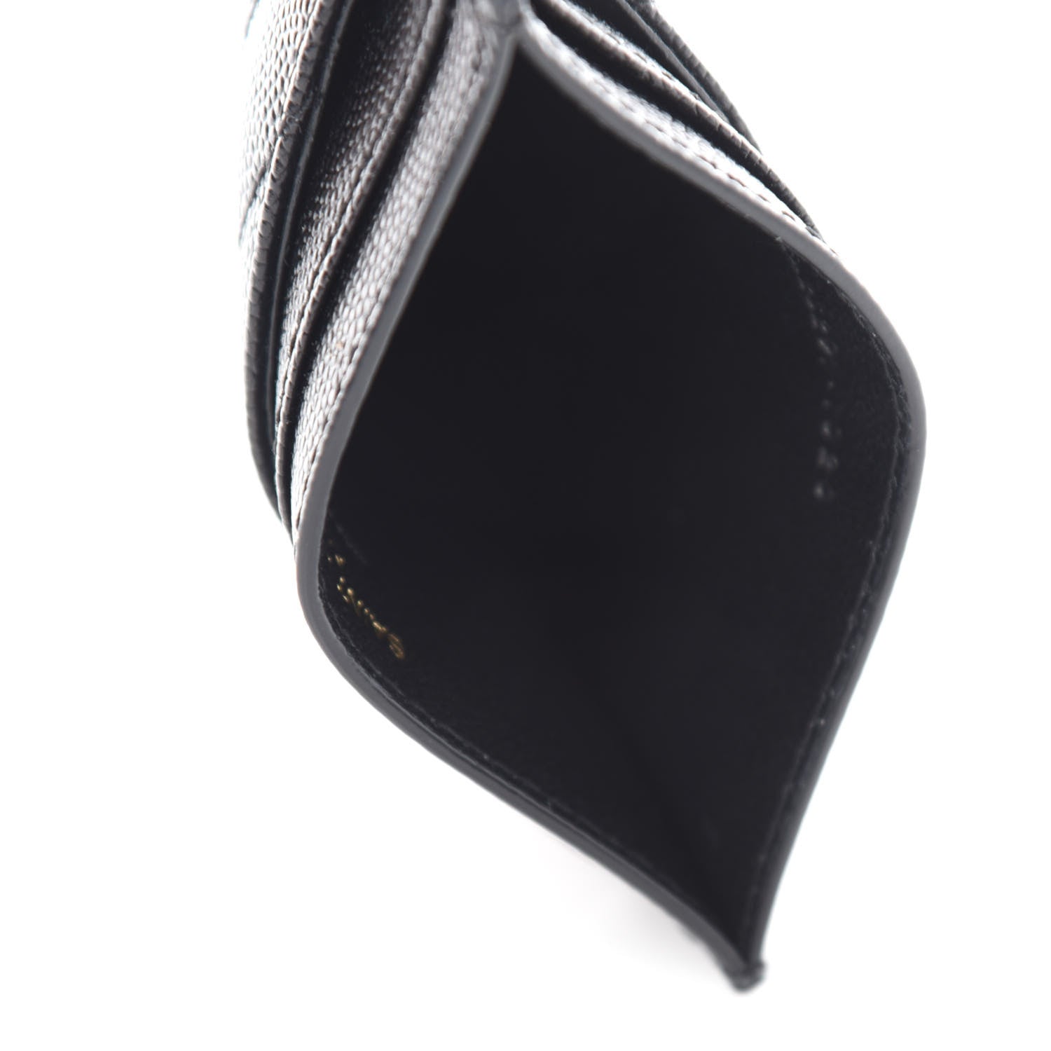 Saint Laurent Grain De Poudre Matelasse Chevron Monogram Credit Card Case Black 5 of 8