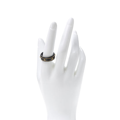 Gucci 18K Yellow Gold Zirconia Powder 7mm Studded Icon Ring Black 58 8.5 2 of 5