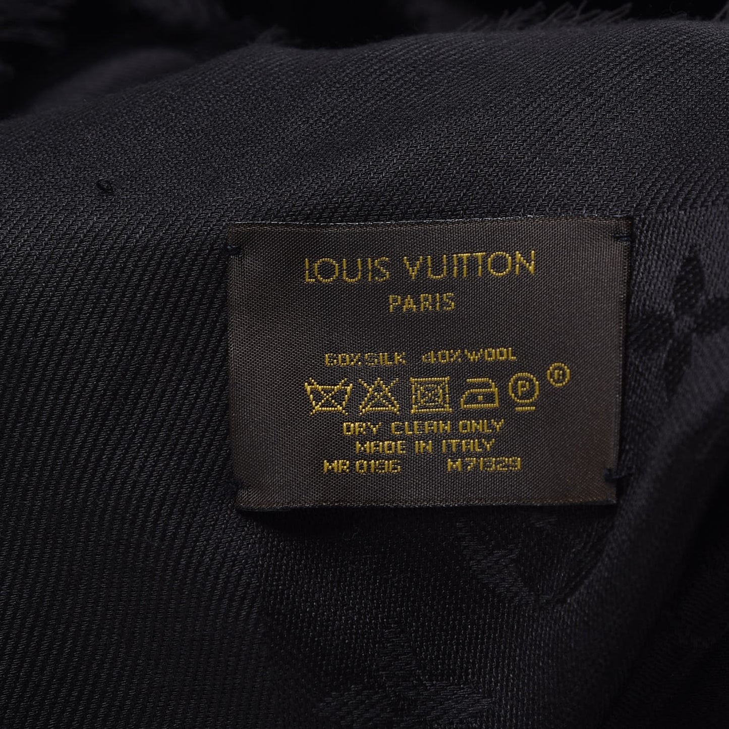 Silk Wool Monogram Shawl Black