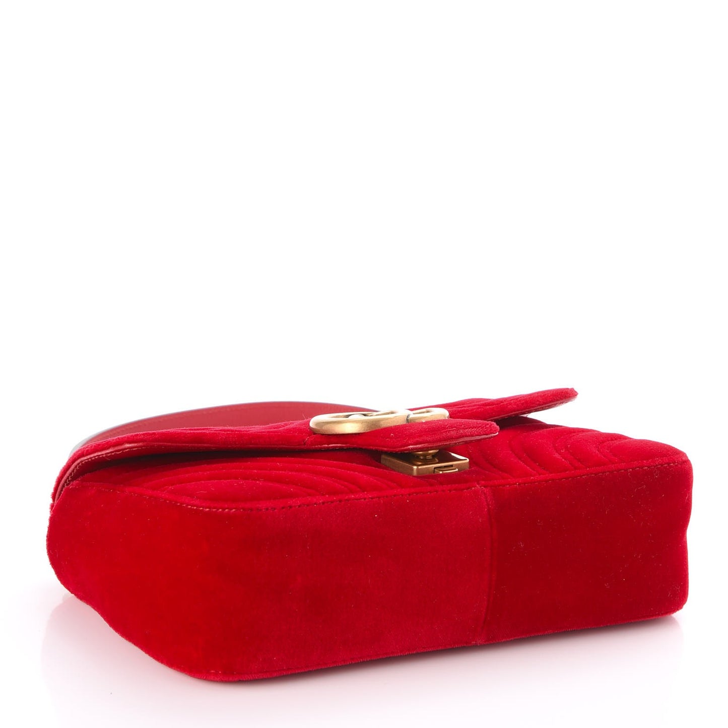 Velvet Matelasse Mini GG Marmont Shoulder Bag Hibiscus Red