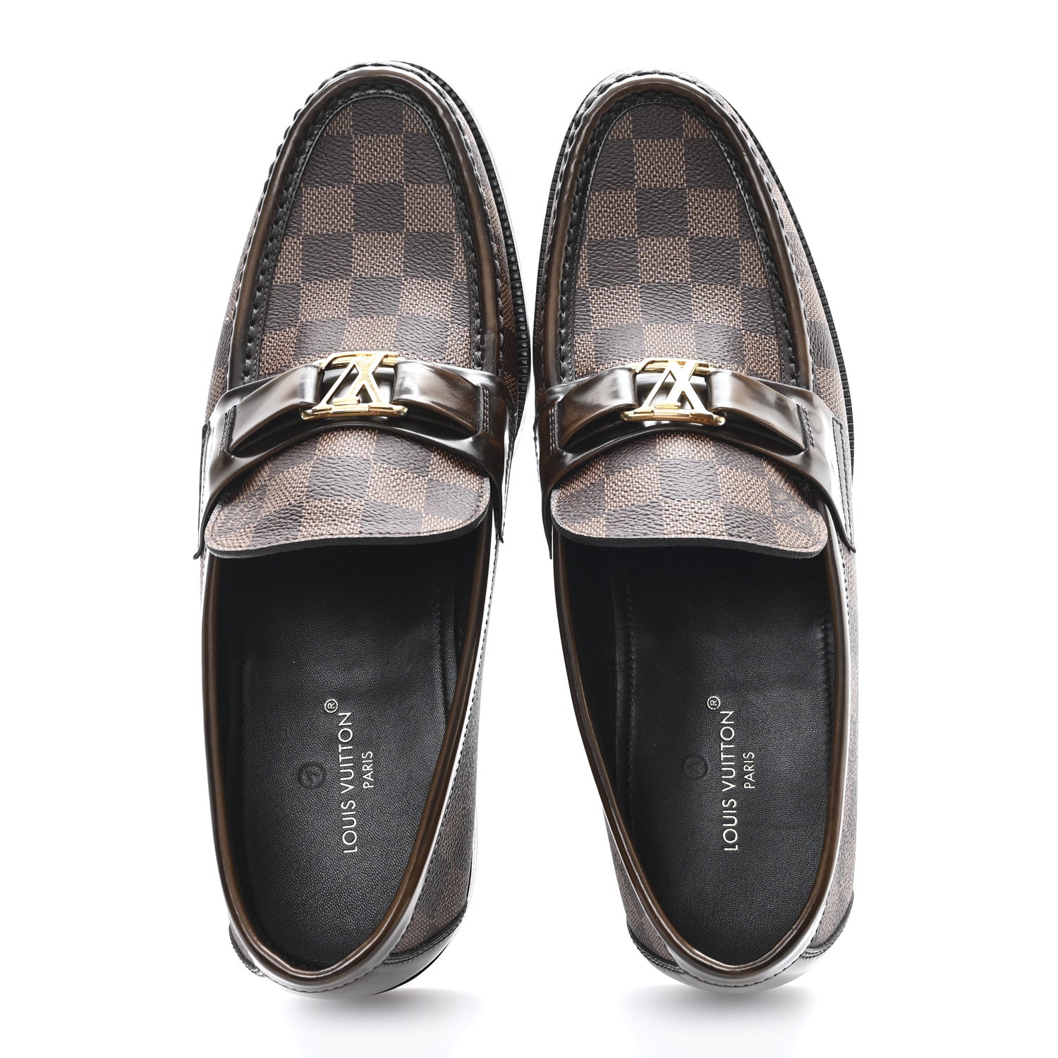 Louis Vuitton Damier Ebene Calfskin Mens Major Loafers 10 2 of 9