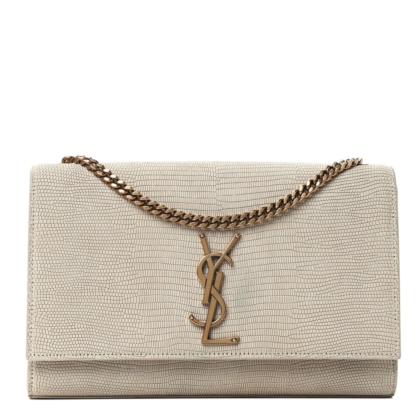 Calfskin Lizard Embossed Medium Classic Monogram Kate Satchel Linen