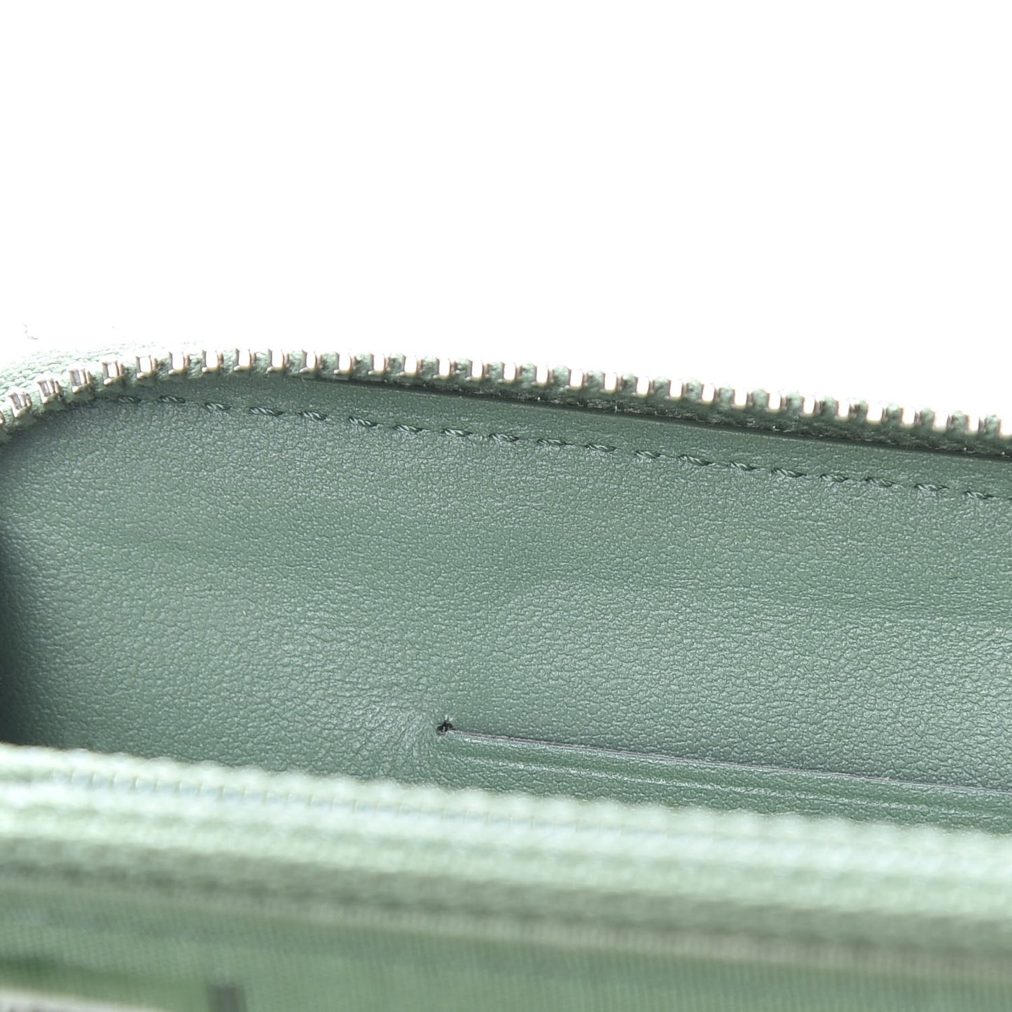 Faded Patent Calfskin Quilted Small Zip Around Wallet Green