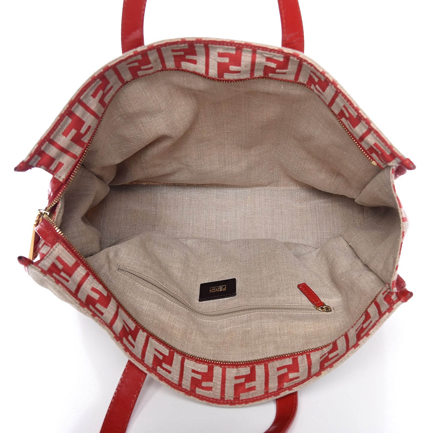 Linen Patent FF Shopping Tote Fragola