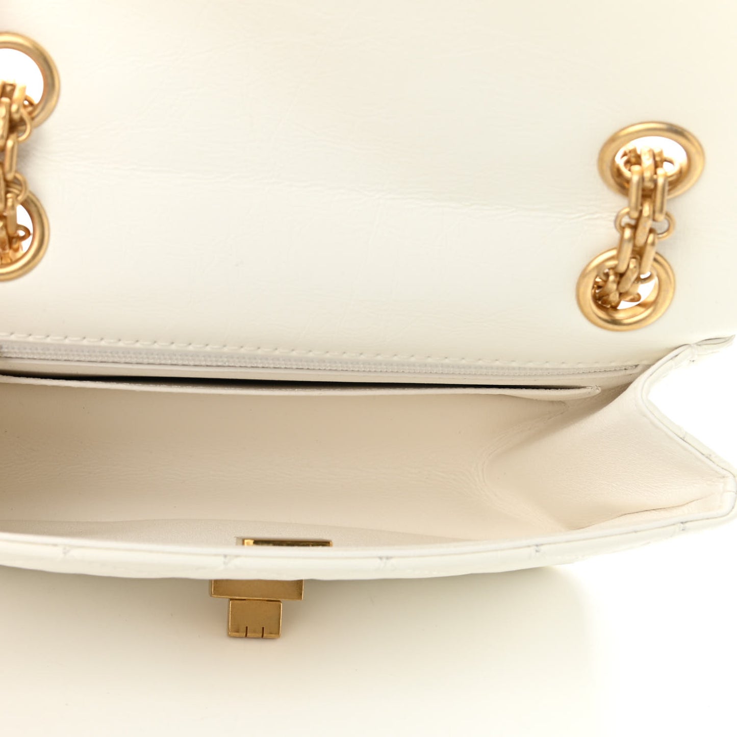 Aged Calfskin Quilted 2.55 Reissue Mini Flap White