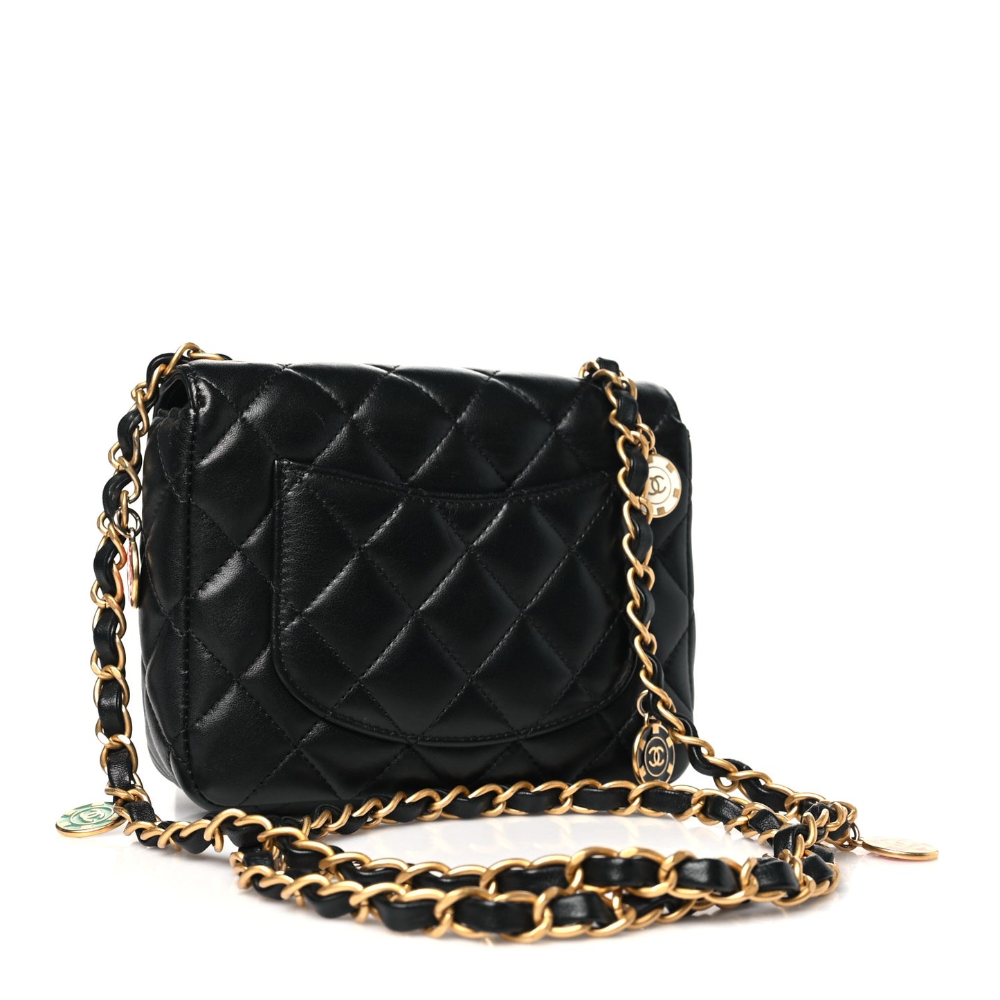 Lambskin Quilted Casino Chips Mini Flap Black