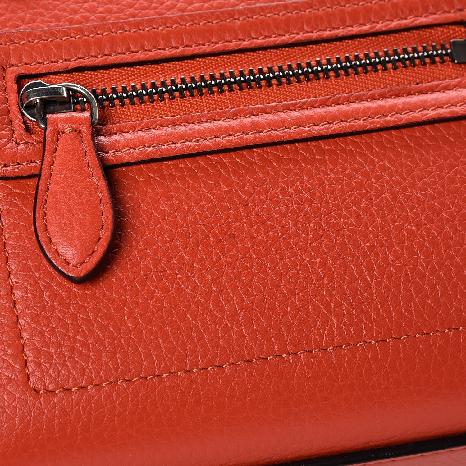 Celine Drummed Calfskin Nano Luggage Vermillion 9 of 11