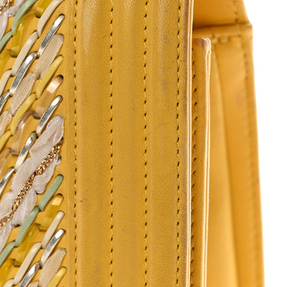Chanel Calfskin Chevron Embroidered Medium Flap Yellow 23 of 27