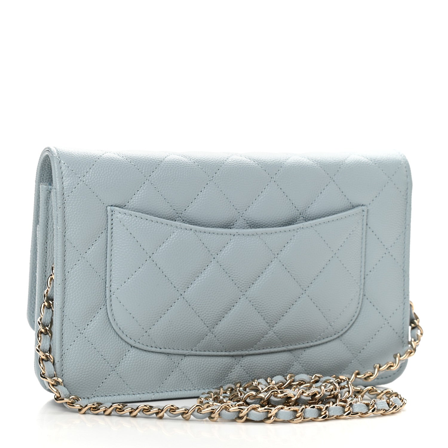 Chanel Caviar Quilted Wallet On Chain WOC Light Blue 3 of 12