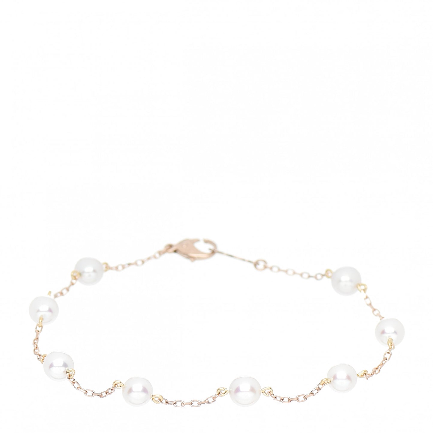 18K Rose Gold Akoya Pearl 5-5.5mm Station Bracelet