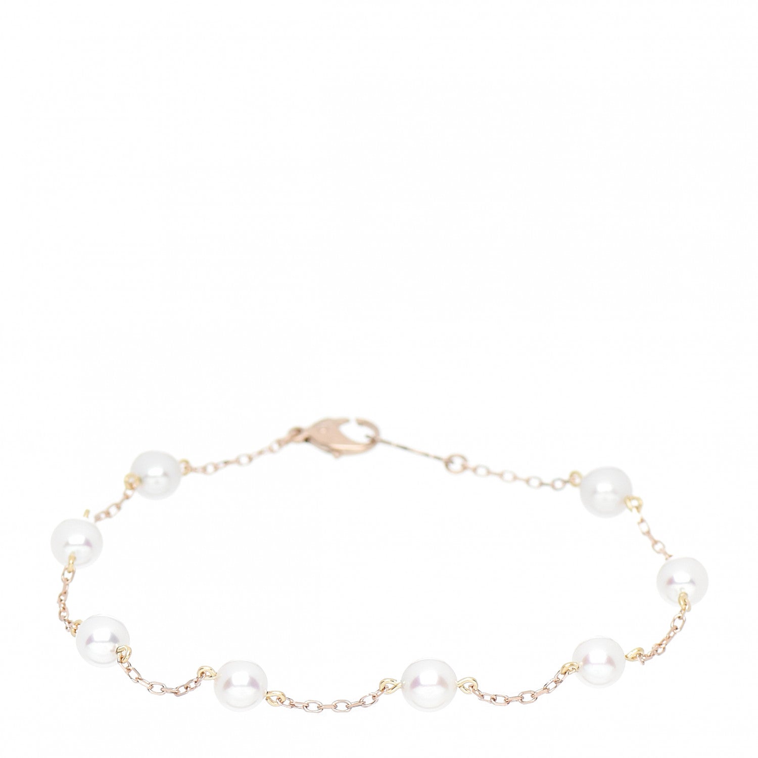 Mikimoto 18K Rose Gold Akoya Pearl 5-5.5mm Station Bracelet 1 of 3
