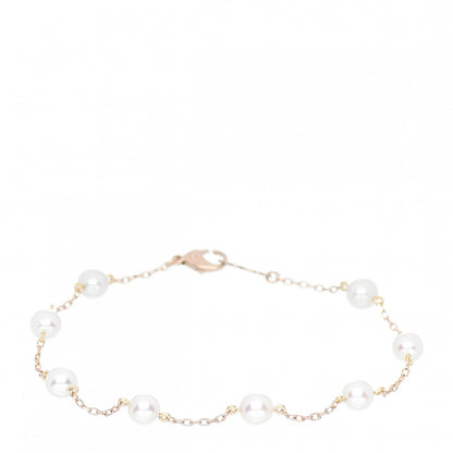 Mikimoto 18K Rose Gold Akoya Pearl 5-5.5mm Station Bracelet 1 of 3