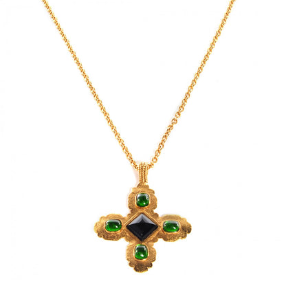 Chanel Gripoix Poured Glass Maltese Cross Necklace Gold 1 of 5