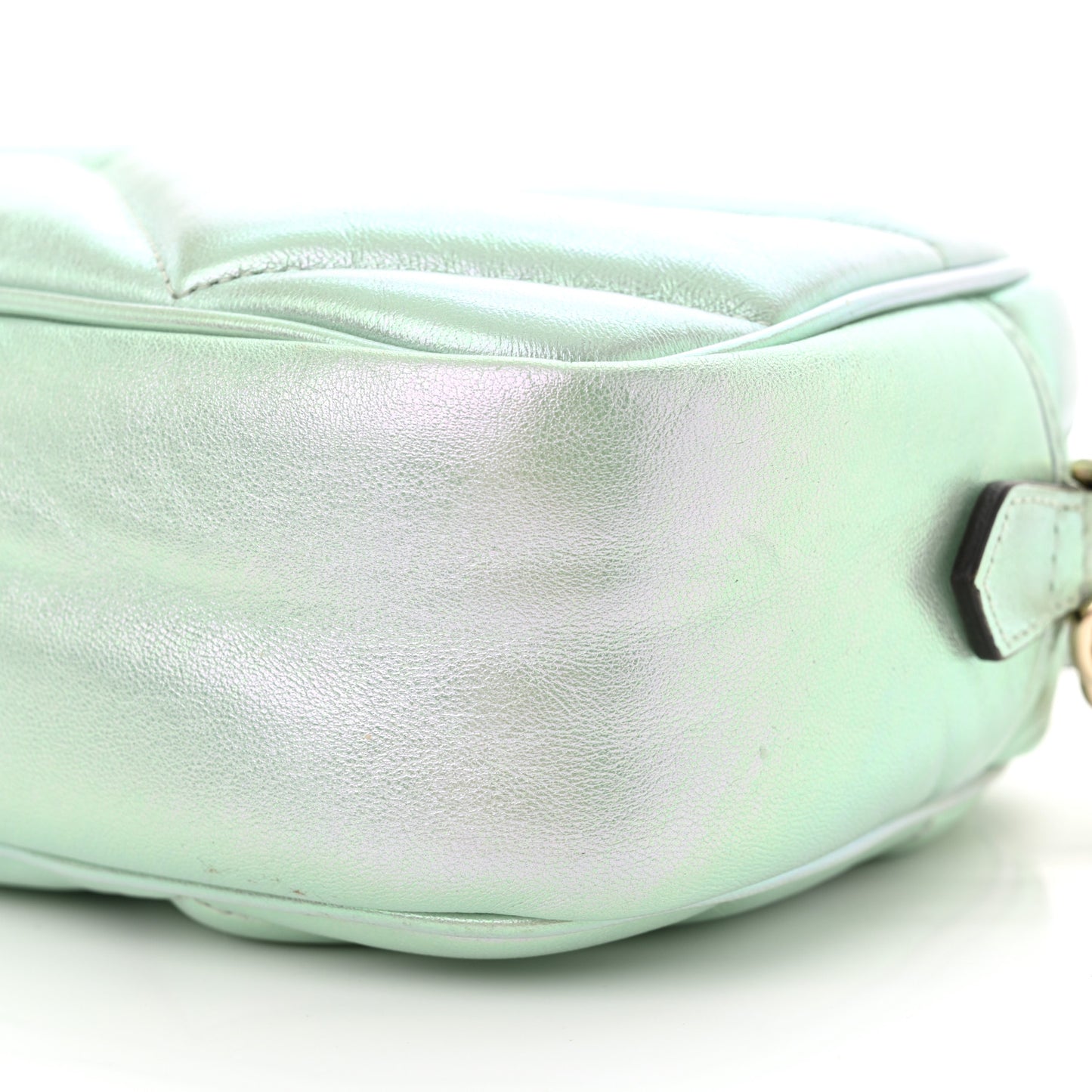 Iridescent Nappa Chevron Matelasse Small GG Marmont Chain Shoulder Bag Iridescent Salvy Green